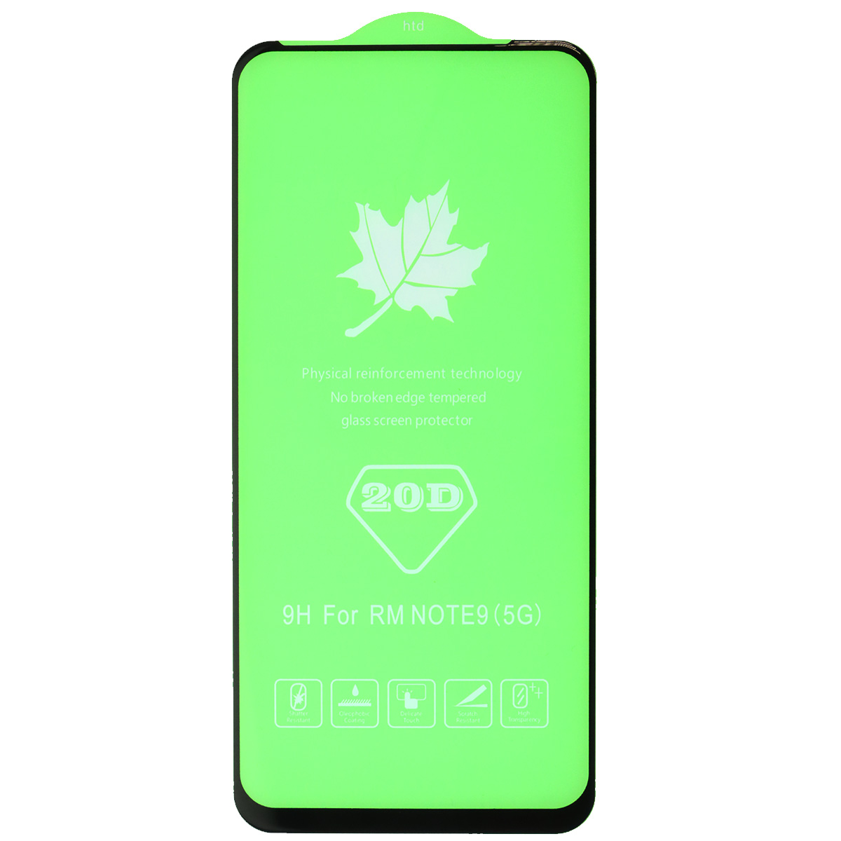 Защитное стекло 20D для XIAOMI Redmi Note 9, Redmi Note 9T, цвет окантовки черный