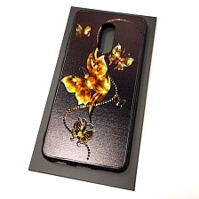 Чехол накладка для XIAOMI Redmi 5, силикон, рисунок золотые бабочки