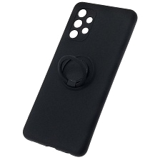 Чехол накладка для SAMSUNG Galaxy A32 4G (SM-A325F), силикон, кольцо держатель, цвет черный