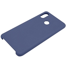 Чехол накладка для XIAOMI Redmi Note 7, Note 7 Pro, силикон, бархат, цвет темно синий.