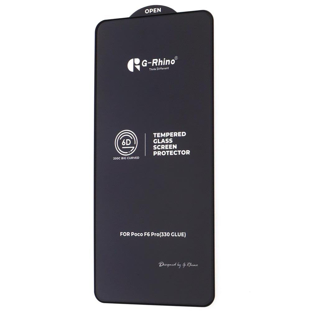 Защитное стекло 6D G-Rhino 200С (330 Glue) для XIAOMI POCO F6, XIAOMI POCO F6 Pro, цвет окантовки черный (Тип 1)