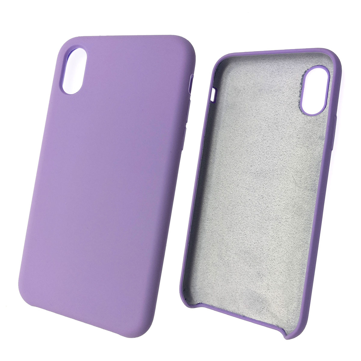 Чехол накладка Silicon Case для APPLE iPhone X, XS, силикон, бархат, цвет сиреневый