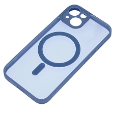 Чехол накладка Magnetic с поддержкой MagSafe для APPLE iPhone 14, силикон, защита камеры, цвет окантовки васильковый Чехол накладка Magnetic с поддержкой MagSafe для APPLE iPhone 14, силикон, защита камеры, цвет окантовки васильковый