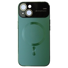 Чехол накладка AUTO FOCUS с поддержкой MagSafe для APPLE iPhone 14 (6.1"), силикон, стекло, защита камеры, цвет зеленый