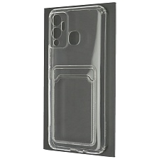 Чехол накладка CARD CASE для INFINIX Hot 12 Play, силикон, отдел для карт, цвет прозрачный