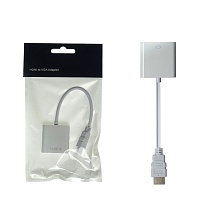 Переходник, адаптер, конвертер H180 HDMI на VGA (HDMI to VGA), кабель 15 см, цвет белый Переходник, адаптер, конвертер H180 HDMI на VGA (HDMI to VGA), кабель 15 см, цвет белый