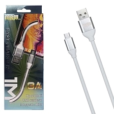 Кабель Micro USB MRM R35, силикон, 3А, длина 1 метр, цвет белый Кабель Micro USB MRM R35, силикон, 3А, длина 1 метр, цвет белый