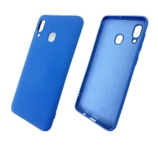 Чехол накладка Soft Touch для SAMSUNG Galaxy A20 (SM-A205), A30 (SM-A305), силикон, цвет темно синий.