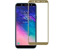 Стекло защитное "4D/5D" для SAMSUNG Galaxy A6 / J6 (2018), цвет окантовки золото.