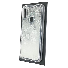 Чехол накладка для HUAWEI Honor 8A, Y6 2019, силикон, переливашка, рисунок белые снежинки