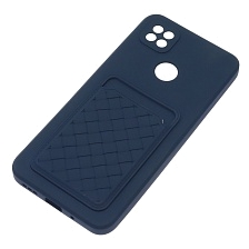 Чехол накладка CARD CASE для XIAOMI Redmi 9C, Redmi 10A, силикон, отдел для карт, цвет темно синий
