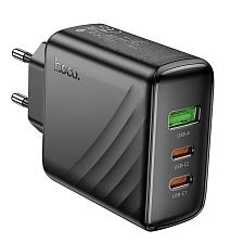СЗУ (Сетевое зарядное устройство) HOCO CS26A Article, 2 USB Type C, 1 USB A, PD45W, QC3.0 18W, цвет черный СЗУ (Сетевое зарядное устройство) HOCO CS26A Article, 2 USB Type C, 1 USB A, PD45W, QC3.0 18W, цвет черный