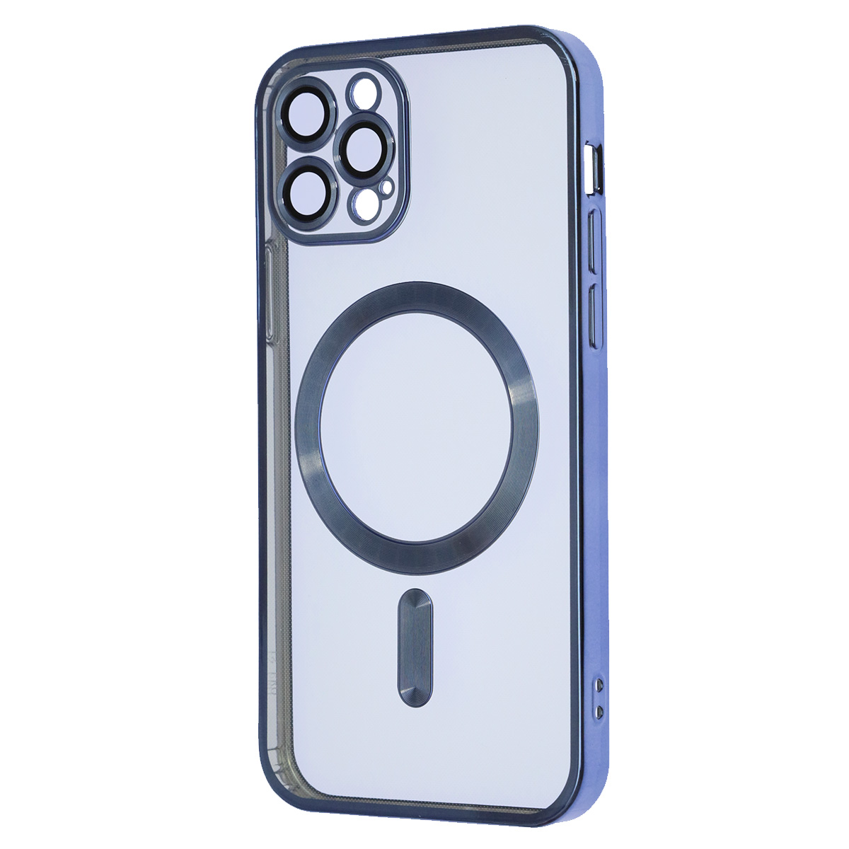 Чехол накладка FASHION CASE с поддержкой MagSafe для APPLE iPhone 12 Pro, силикон, защита камеры, цвет окантовки синий