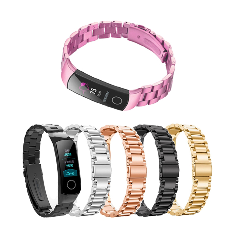 Ремешок для фитнес браслета (умных часов) HUAWEI Honor Band 4 / Honor Band 5, металлический, блочный, цвет розовый.