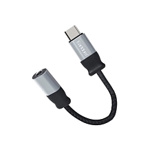 Аудио кабель, переходник EARLDOM ET-OT51 USB Type С на AUX, цвет черно серебристый