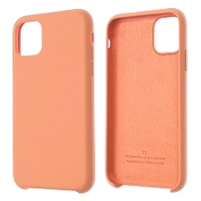 Чехол накладка Silicon Case для APPLE iPhone 11, силикон, бархат, цвет оранжево розовый