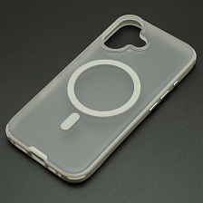 Чехол накладка NEW с поддержкой Magsafe для APPLE iPhone 16, матовый, силикон, пластик, цвет прозрачно серый