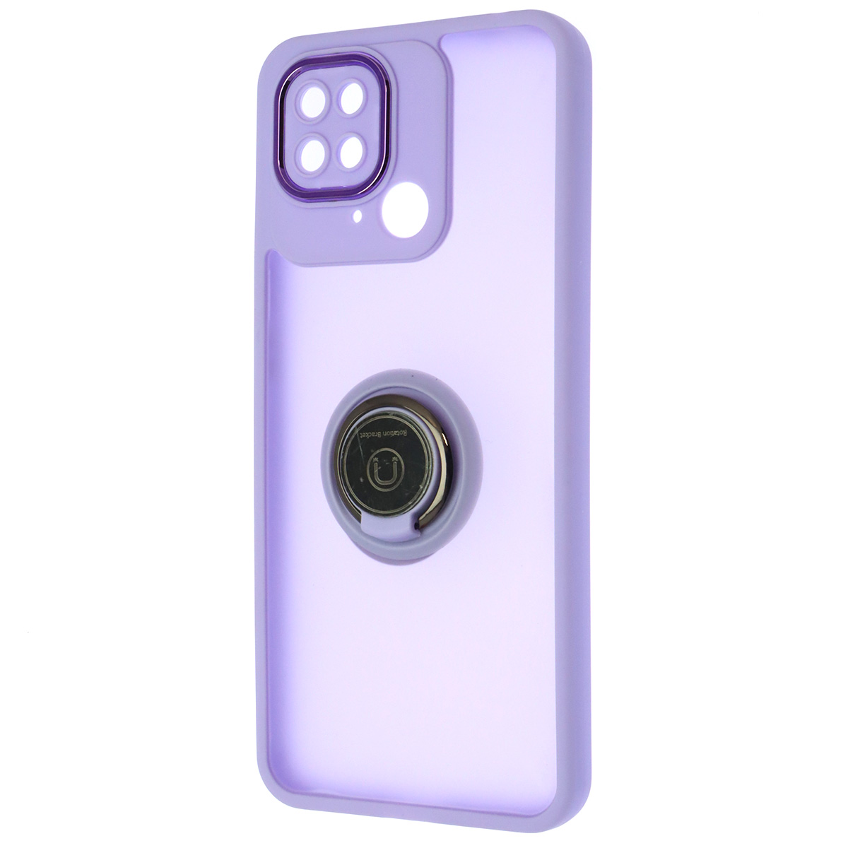Чехол накладка KING для XIAOMI Redmi 10C, POCO C40, силикон, пластик, кольцо держатель, защита камеры, цвет окантовки сиреневый