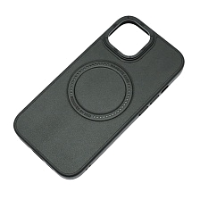 Чехол накладка Creative Stylish с поддержкой MagSafe для APPLE iPhone 15, защита камеры, экокожа, бархат, цвет черный