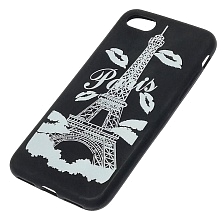 Чехол накладка для APPLE iPhone 7, силикон, рисунок Париж белые губки.