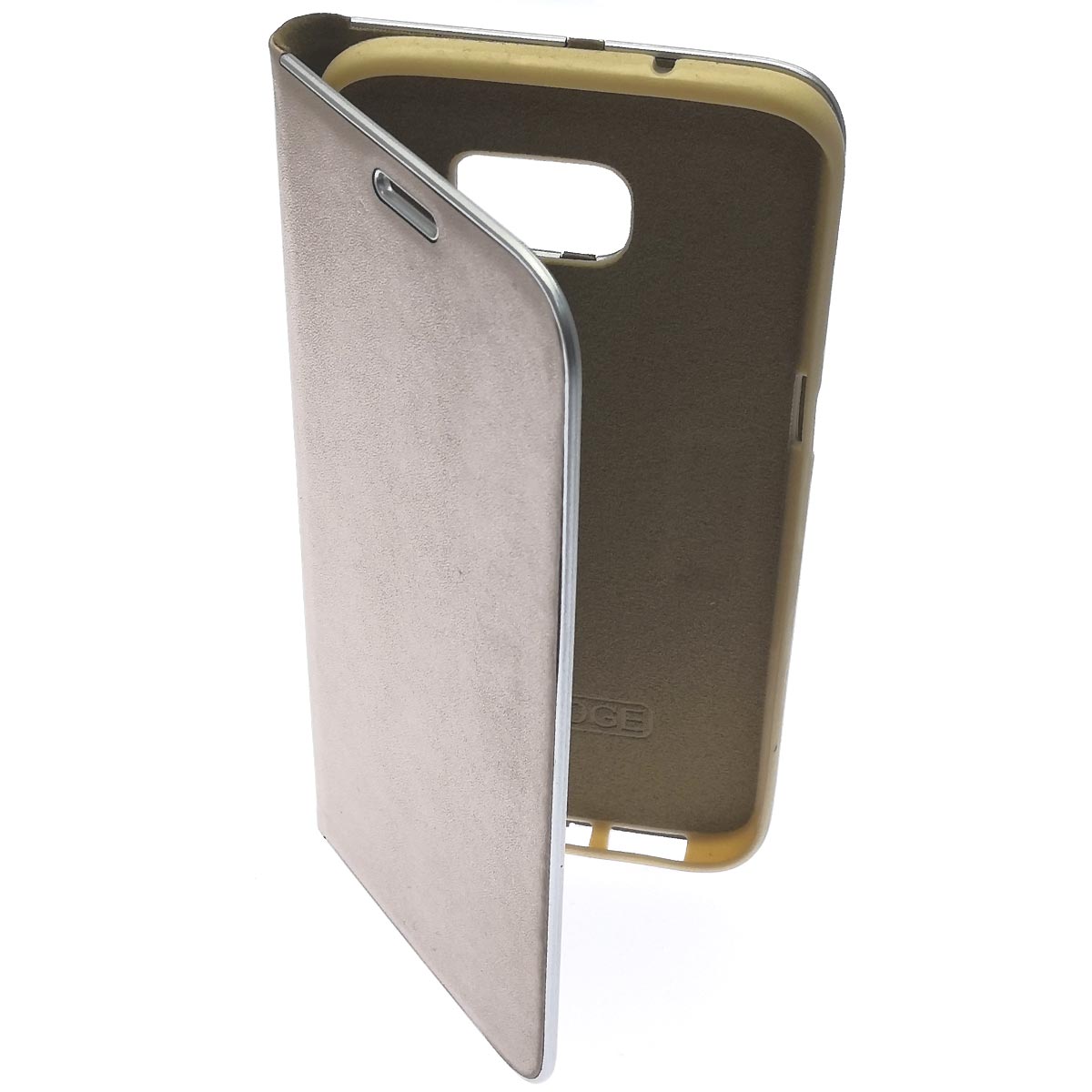 Чехол книжка для SAMSUNG Galaxy S7 Edge (SM-G935), визитница, цвет золотистый