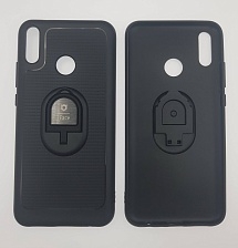 Чехол накладка iFace для HUAWEI Y9 2019, силикон, металл, кольцо держатель, цвет черный.