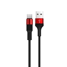 Кабель BOROFONE BX21 Outstanding USB Type C, 3A, длина 1 метр, нейлоновое армирование, цвет черно красный