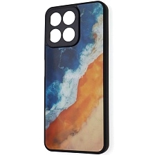Чехол накладка для Honor X7c, пластик, силикон, защита камеры, рисунок Океанская волна