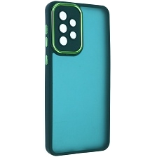 Чехол накладка KING для SAMSUNG Galaxy A33 5G, силикон, пластик, защита камеры, цвет окантовки темно зеленый