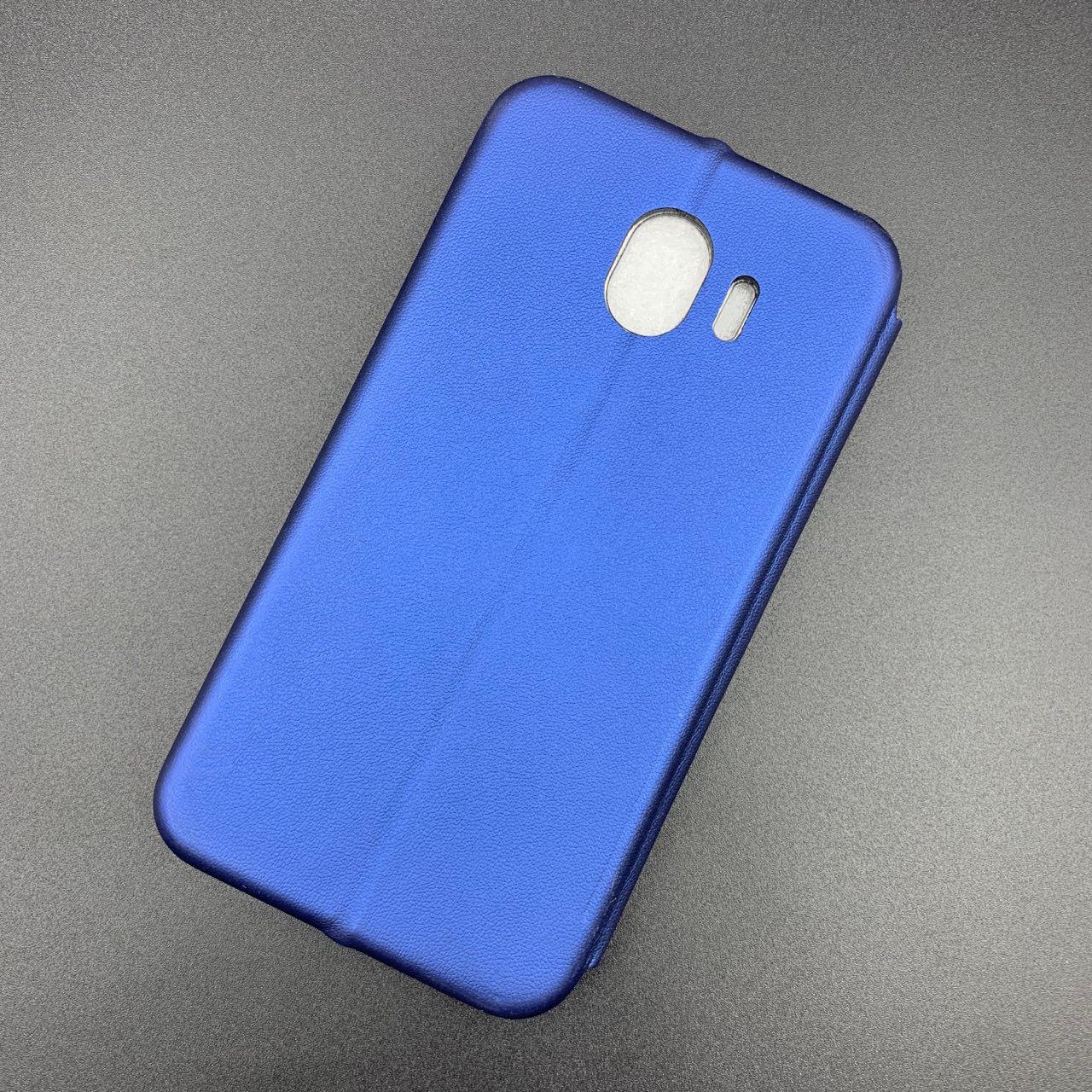 Чехол книжка для SAMSUNG Galaxy J4 2018 (SM-J400), экокожа, визитница, цвет синий