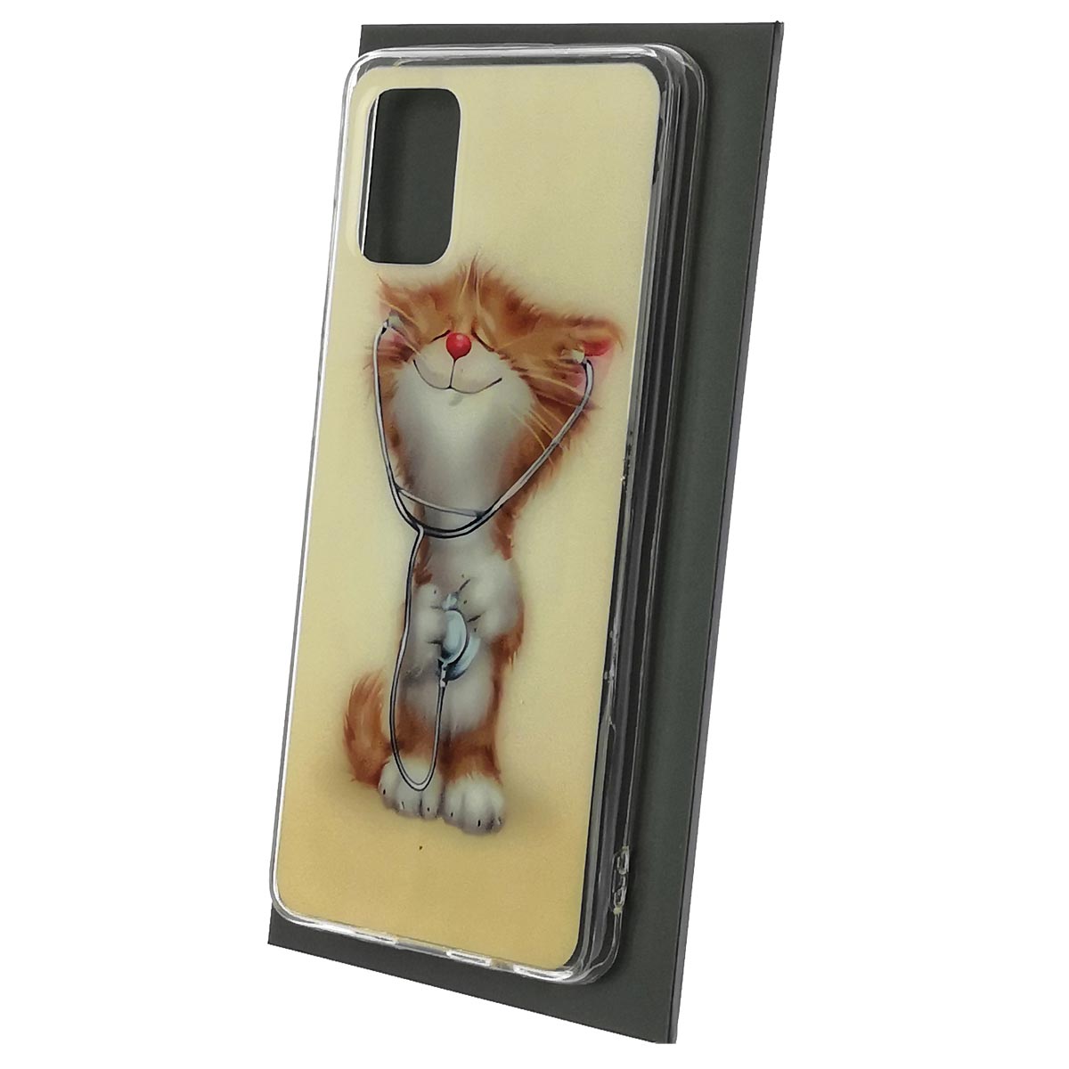Чехол накладка для SAMSUNG Galaxy A51 (SM-A515), силикон, рисунок Кот с стетоскопом