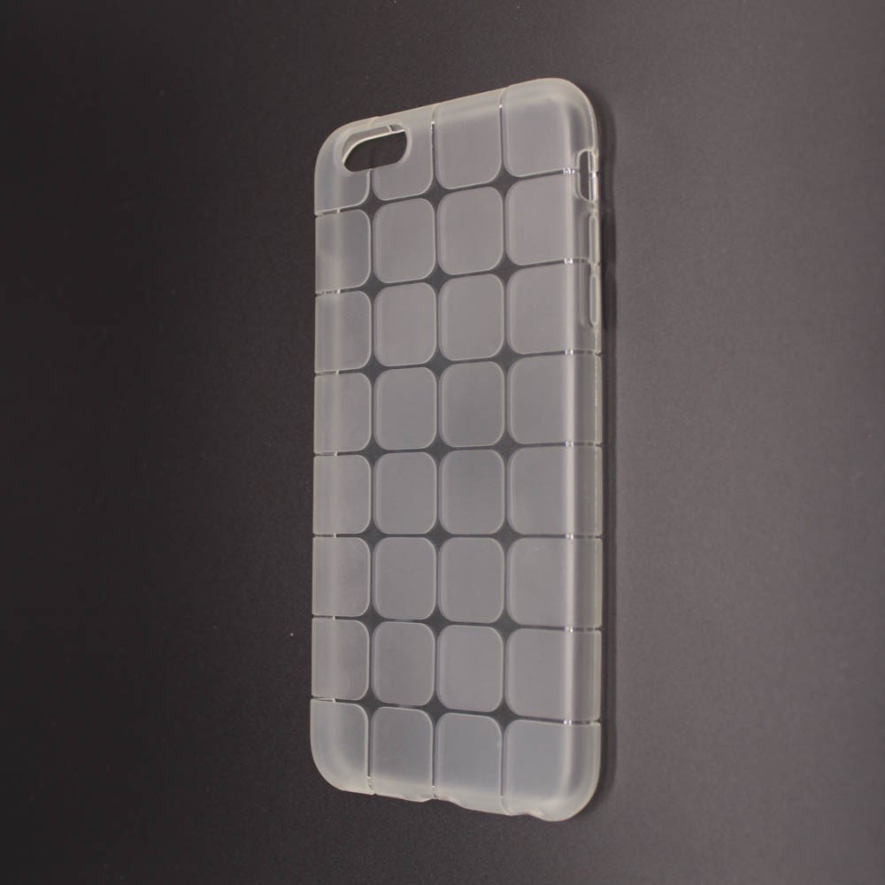 Чехол накладка для APPLE iPhone 6 Plus, силикон, цвет прозрачный, рисунок белая клетка.