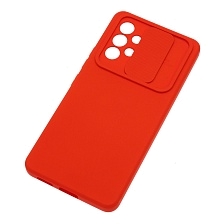 Чехол накладка для SAMSUNG Galaxy A53, силикон, бархат, со шторкой для защиты задней камеры, цвет красный