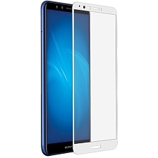 Защитное стекло 5D Full Glue для HUAWEI Y9 2018 / Y9 PRO цвет канта белый.