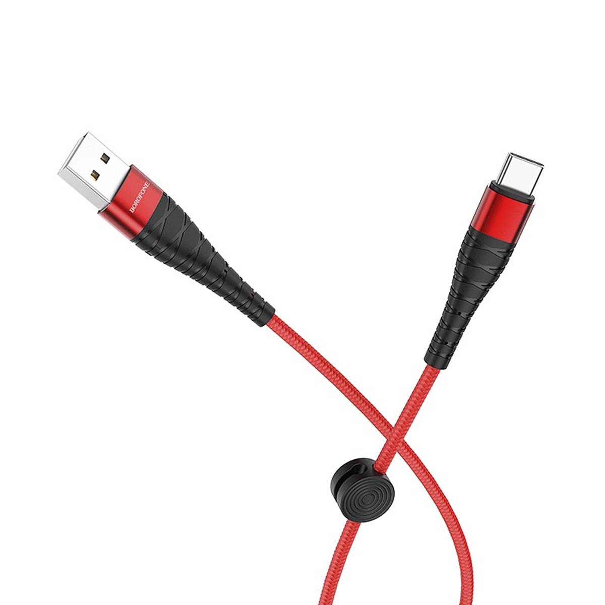 BOROFONE BX32 Munificent кабель USB Type-C, 5A, длина 25 сантиметров, силиконовый, армированная нейлоновая оплетка, цвет красный.