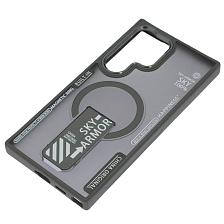 Чехол накладка Sky Armor с поддержкой MagSafe для SAMSUNG Galaxy S24 Ultra, подставка, матовый, цвет серый Чехол накладка Sky Armor с поддержкой MagSafe для SAMSUNG Galaxy S24 Ultra, подставка, матовый, цвет серый
