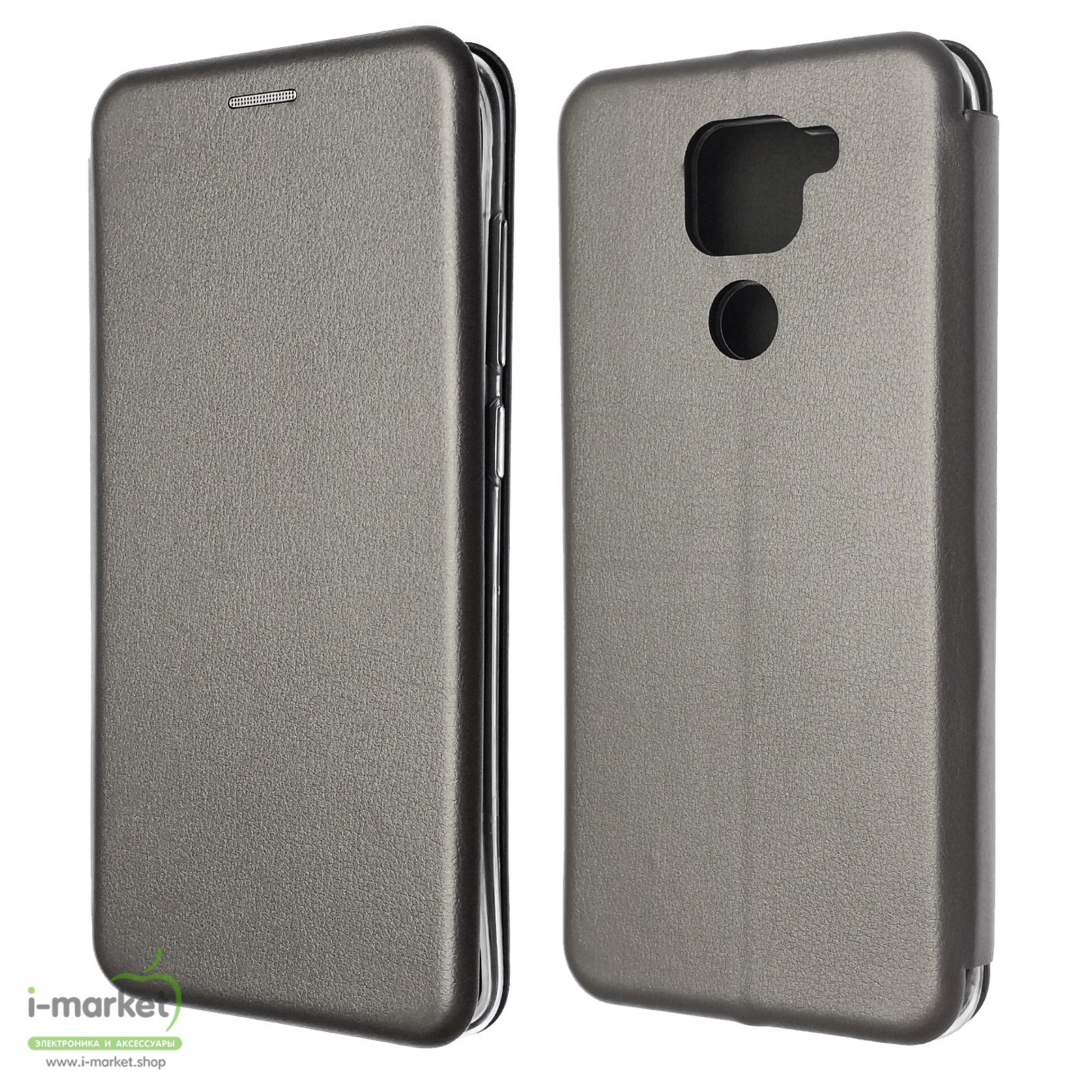 Чехол книжка STYLISH для XIAOMI Redmi Note 9, Redmi 10X 4G, экокожа, визитница, цвет серый.