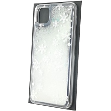 Чехол накладка для Realme C11 2020, силикон, переливашка, рисунок белые снежинки