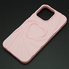 Чехол накладка для APPLE iPhone 14 Pro Max, силикон, 3D сердце, цвет розовый