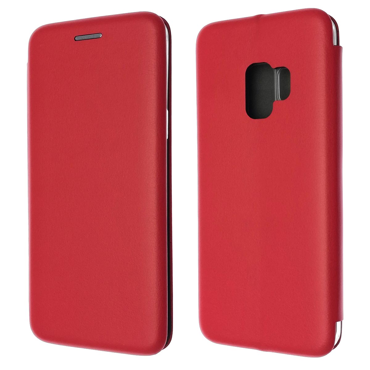 Чехол книжка для SAMSUNG Galaxy S9 (SM-G960), экокожа, визитница, цвет красный