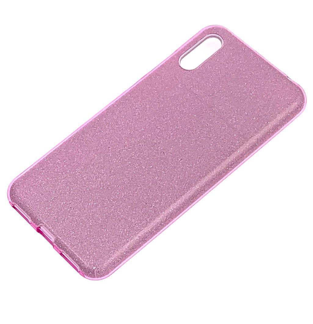 Чехол накладка Shine для HUAWEI Honor Play 8A, силикон, блестки, цвет розовый.