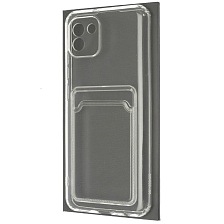 Чехол накладка CARD CASE для SAMSUNG Galaxy A03 (SM-A035F), силикон, отдел для карт, цвет прозрачный