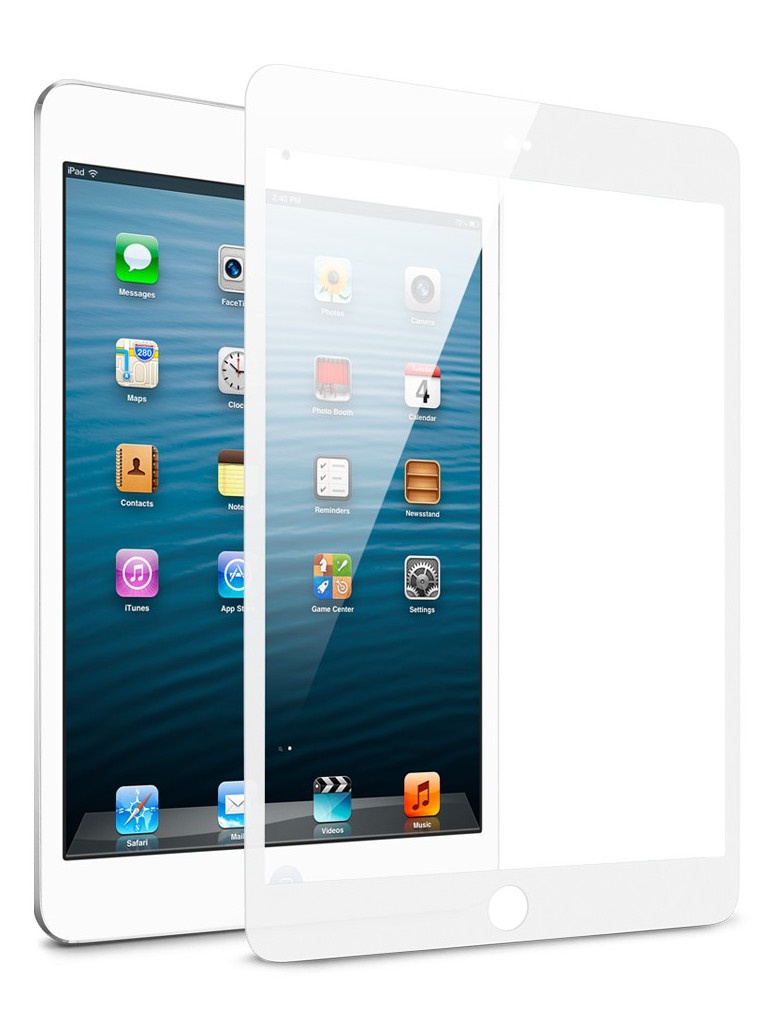 Защитное стекло 5D FULL GLUE для APPLE iPad 2 (A1395, A1396, A1397) / iPad 3 (A1416, A1430, A1403) / iPad 4 (A1458, A1459, A1460), цвет канта белый.