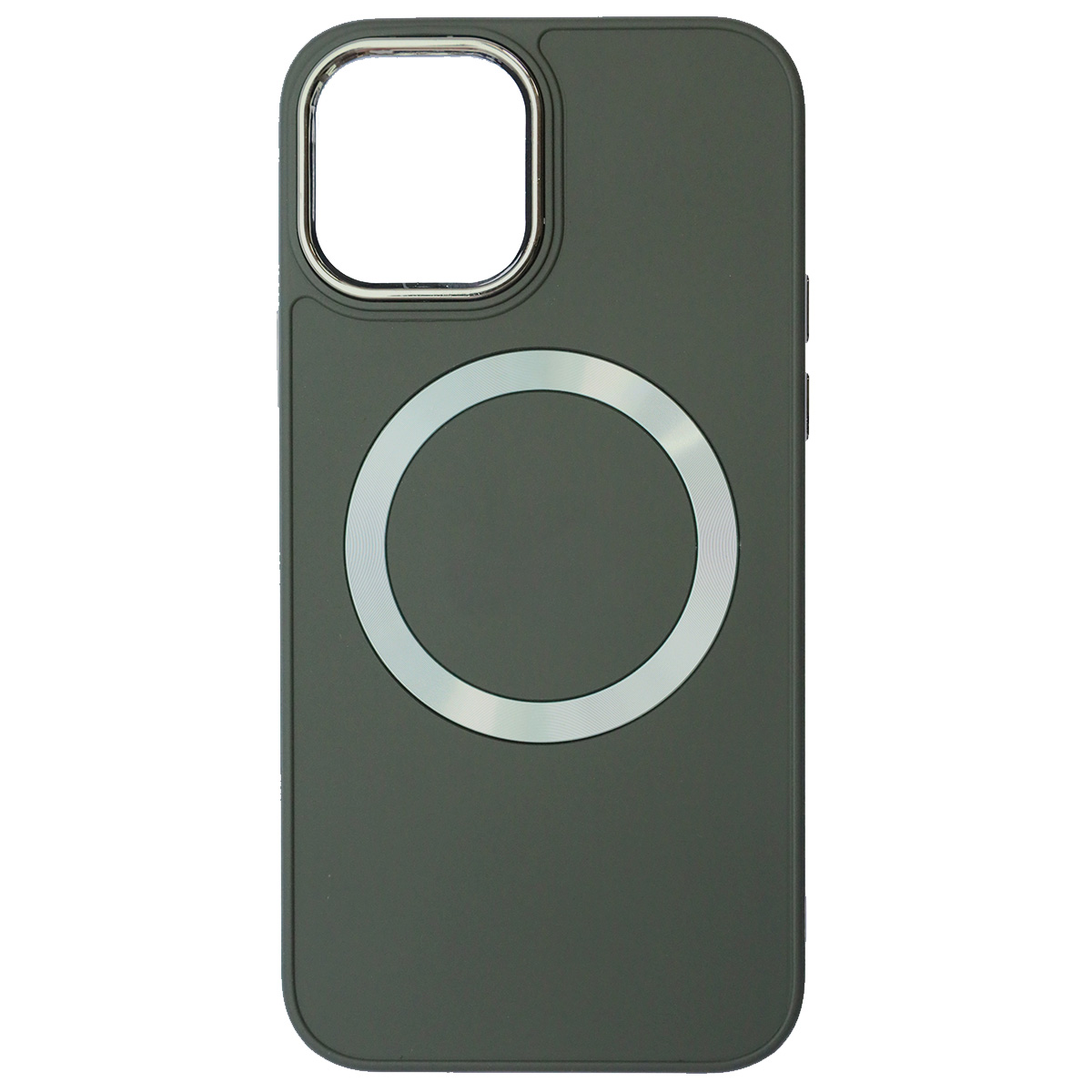 Чехол накладка с поддержкой MagSafe для APPLE iPhone 12, iPhone 12 Pro, силикон, пластик, цвет темно серый