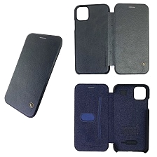 Чехол книжка для APPLE iPhone 11 2019, экокожа, с визитницей, цвет черный (распродажа -50%)
