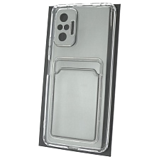 Чехол накладка CARD CASE для XIAOMI Redmi Note 10 Pro, силикон, отдел для карт, цвет прозрачный