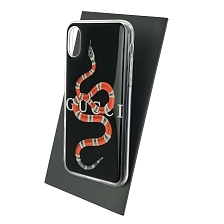 Чехол накладка для APPLE iPhone X, iPhone XS, силикон, глянцевый, рисунок Змея Gucci