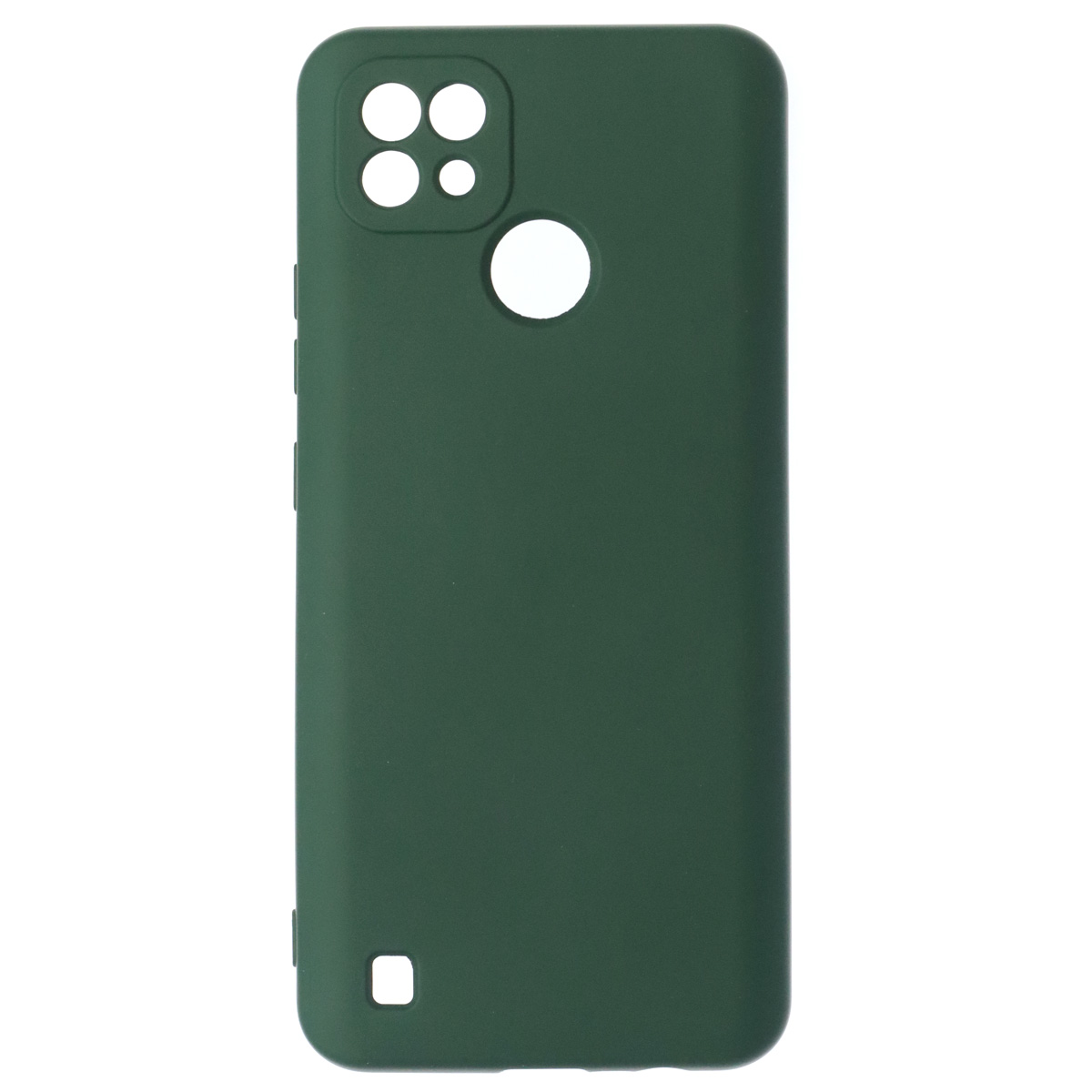 Чехол накладка NANO для Realme C21, силикон, бархат, цвет темно зеленый
