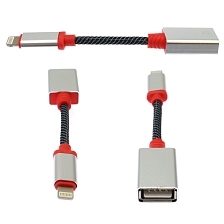 Переходник, адаптер, конвертер OTG С&Q CQ047, Lightning 8 pin на USB, цвет серебристый