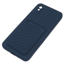 Чехол накладка CARD CASE для XIAOMI Redmi 9A, силикон, отдел для карт, цвет темно синий Чехол накладка CARD CASE для XIAOMI Redmi 9A, силикон, отдел для карт, цвет темно синий